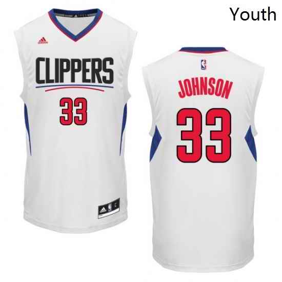Youth Adidas Los Angeles Clippers 33 Wesley Johnson Authentic White Home NBA Jersey
